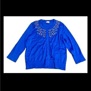 Kate Spade Blue Beaded Cardigan Size XL